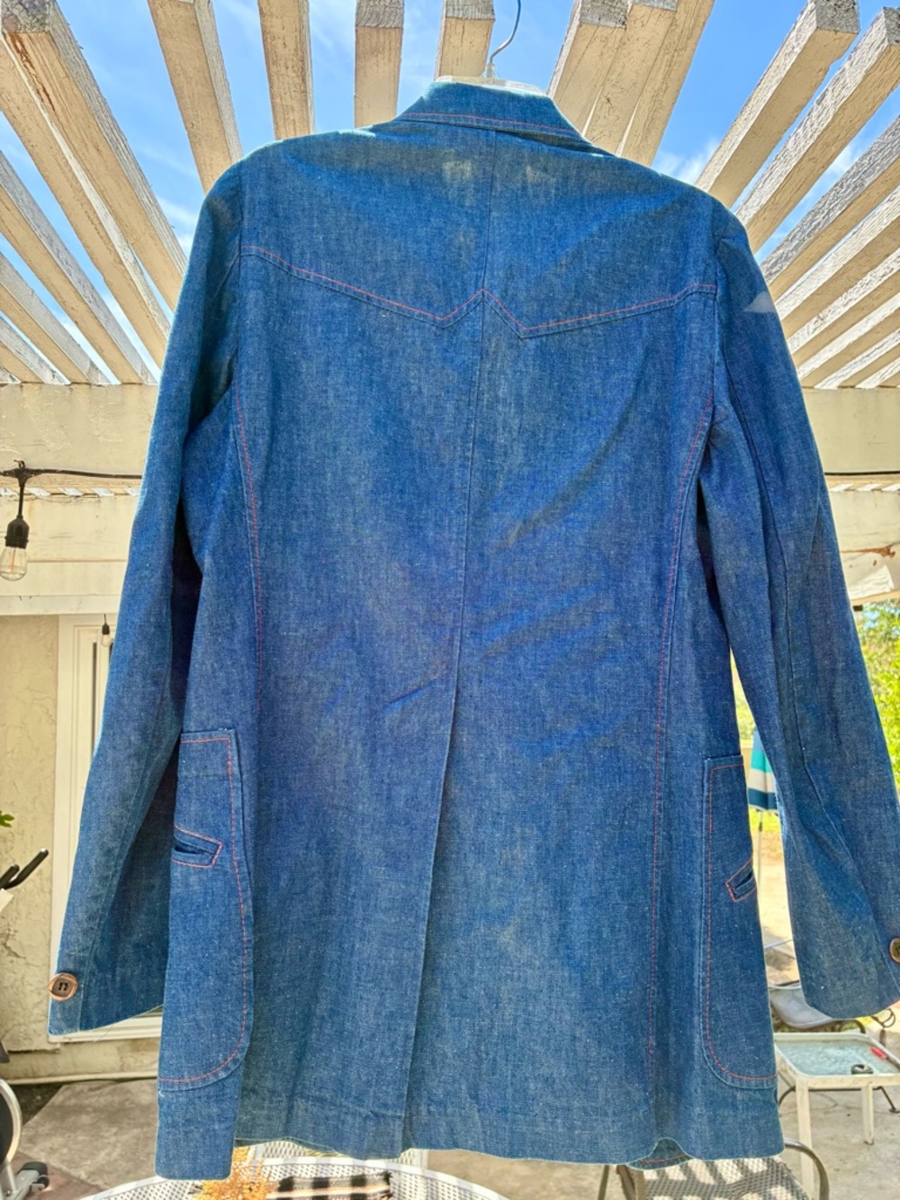 Men's Wrangler Vintage Retro Cowboy Western Denim Blazer - Blue - Picture 4 of 10